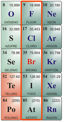 Characteristics of halogens in the periodic table