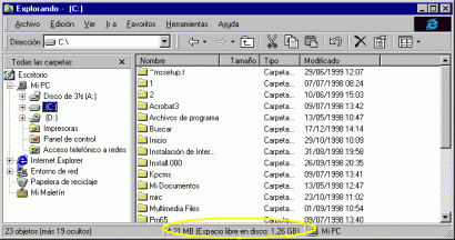 Tipikus Windows Explorer állapotsor, amely információkat tartalmaz arról, hogy mit látunk a képernyőn. 