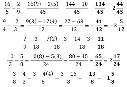 Exemple de soustraction de fractions