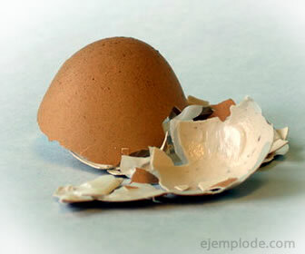 Coaja de ou este un exemplu de gunoi organic.