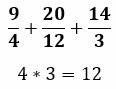 Common denominator of improper fractions