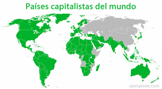 מפת מדינות קפיטליסטיות בעולם.